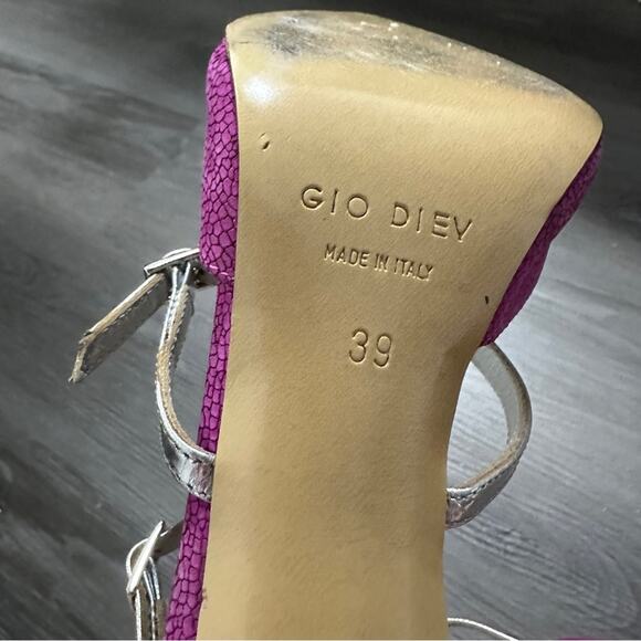 Gio Diev Snakeskin‎ Print Pointed Buckle Stiletto High Heels Size 39 - Picture 6 of 8